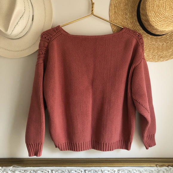 pink hand made cotton crop oversized jumper sweater - Picture 3 of 5